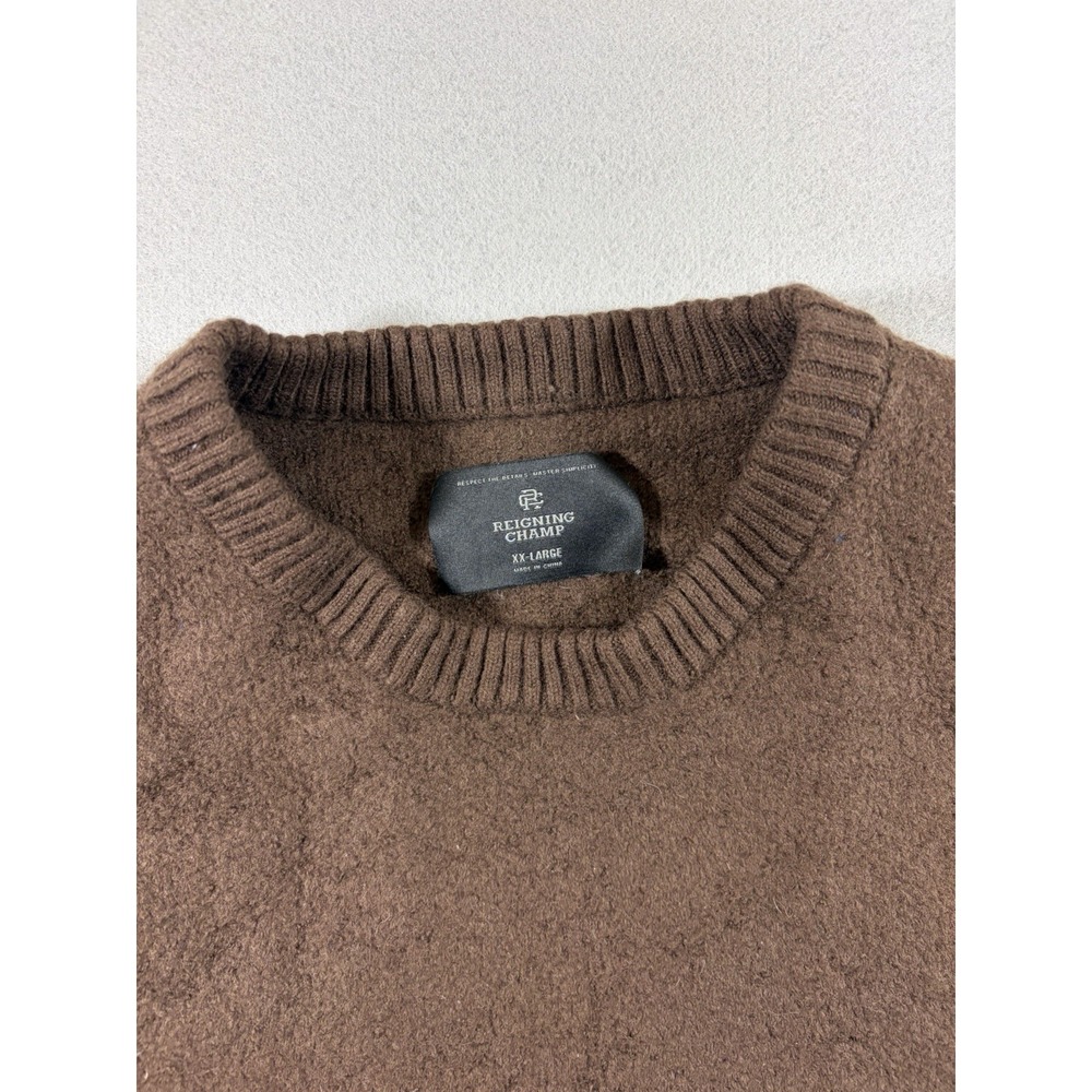 Reigning Champ Men's Brown Sweater  TEXTURED BOUCLE TURF WOOL  XXL  Cozy Lounge - Picture 4 of 7